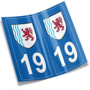 2 autocollants stickers plaque immatriculation voiture départements France