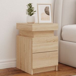 VidaXL Tables de chevet et lumières LED 2 pcs chêne sonoma 35x39x55 cm
