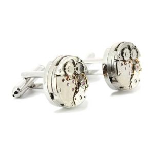 Tony & Paul Boutons de manchettes Boutons de manchette mécanisme de montre Wengen Gris argent
