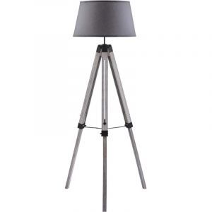Lampadaire industriel en bois gris 144 cm