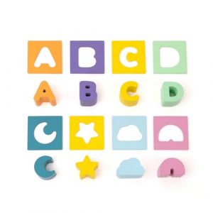 OPPI | Recharge Plaques Lettres & Ciel KUBY | Jouet tri Formes | Jeu d'Éveil Bébé | Arc-en-Ciel, Nuage, Étoile et Lune | Développer la motricité Fine | Bois Peint | Idée Cadeau Enfant Dès 1 an