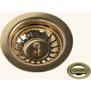 Luisina Kit bonde + trop plein en inox dor&eacute; brillant pour &eacute;vier QUADRILLE