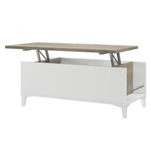 Table b e avec plateau relevable Décor c ne et blanc L 100 x P 50/72 x H 42/55 cm