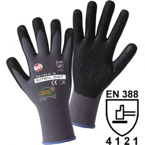 Image de L+D Worky Gants de protection 1166 100% nylon avec revêtement en mousse nitrile avec picots EN 388 RISQUES MECANIQUES 4121 Taille 8 (M)