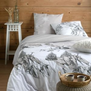 Parure housse de couette refuge gris 240 x 220 cm &ndash; 100 % coton