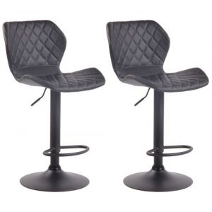 CLP Lot de 2 Tabourets de bar Cork en similicuir noir Noir