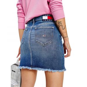 Image de Tommy Jeans Minijupe en jean avec bas effiloché. Bleus - Taille 30