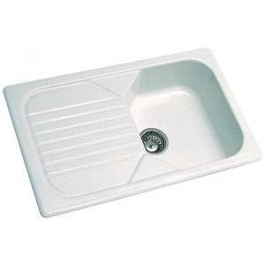 Image de Allia 660000000 - Evier &agrave; encastrer Axiome 45 1 cuve et 1 &eacute;gouttoir en c&eacute;ramique 1 cuve (80 x 50 cm)