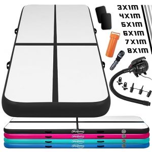 Physionics® Tapis de Gymnastique Gonflable - 300/100/10 cm, Pompe à Air, Schwarz - Airtrack, Tumbling, Tapis de Sol, Piste de Yoga