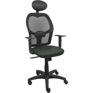 Fauteuil Alocén siège en simili cuir gris maille noire accoudoirs réglables appui-tête fixe