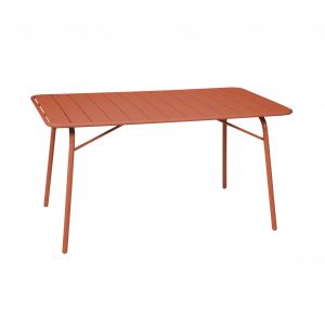 Sweeek Table de jardin pliante métal 4 places terracotta Amelia 140x80cm traitement antirouille lattes et bords arrondis