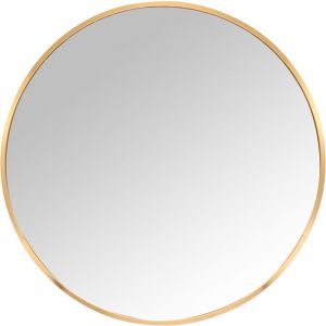 Relaxdays Miroir rond, &Oslash; 70 cm, avec cadre, miroir mural pour couloir, salle de bains, salon, &agrave; suspendre, dor&eacute;