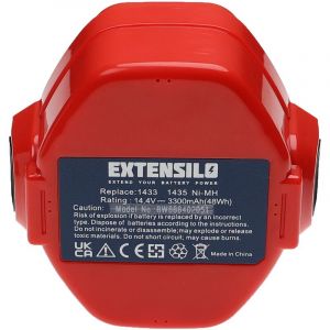 EXTENSILO 2x Batteries remplacement pour Makita 1422 192600-1, 1435F, 1420, 1422, 1433, 1434, 1435, 192600-1 pour outil électrique (3300 mAh, NiMH, 14,4 V)