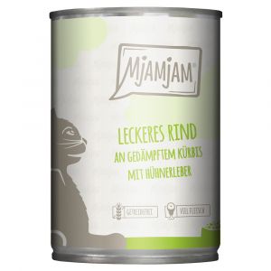 MjAMjAM - Nourriture Humide Premium pour Chats – Bœuf délicieux sur Citrouille Cuite, 1 Paquet (1 x 400 g) sans céréales avec Beaucoup de Viande.
