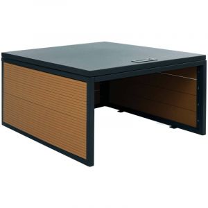 D&eacute;coshop26 Garage pour robot tondeuse avec toit &ndash; WPC et m&eacute;tal &ndash; Aspect ch&ecirc;ne &ndash; 35x60x70 cm 040006944