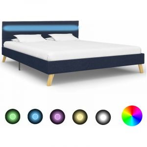 Image de VidaXL Cadre de Lit avec LED Tissu Bleu 140x200 cm