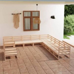 VidaXL Ensemble canapé de jardin en pin marron clair 11 pièces