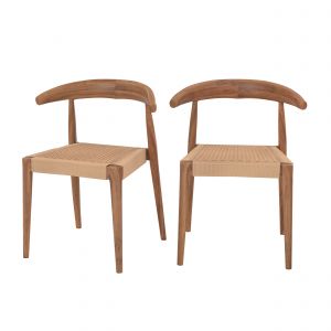 Rendez Vous Déco Chaise en bois de teck et cordage type loom (lot de 2)