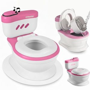 Twinky Pot de toilette B&eacute;b&eacute; 3-en-1 - Avec musique & bouton de chasse - Pour enfant & b&eacute;b&eacute; - Couvercle, porte-rouleau WC, r&eacute;ducteur