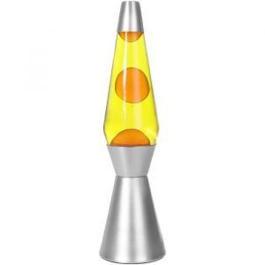 ITotal XL1786 Lampe &agrave; Lave 36 cm avec Base Argent&eacute;e Liquide Jaune et Cire Orange