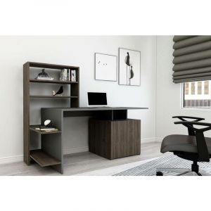 Cotecosy Bureau, armoire et &eacute;tag&egrave;re Kasini Bois Naturel et Anthracite