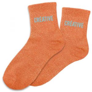 Sud trading Chaussettes Paire de chaussettes Orange à paillettes Créative - Couleur 36 / 41 - Taille Orange