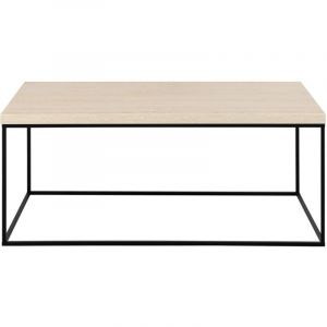DRAWER Table basse en effet travertin et m&eacute;tal 110x50cm - Beige - Mixo