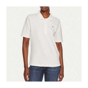 Tommy Hilfiger Polo Manches Courtes Femme Regular Fit, Blanc (Ecru), S