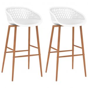 VidaXL Chaises de Bar 2 pcs Blanc Modèle 2