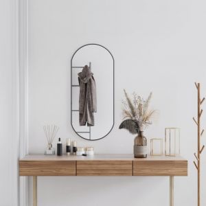 Image de VidaXL Miroir mural Noir 90x40 cm Ovale