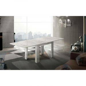 Image de Table à rallonge Dlirol, Console de cuisine auxiliaire, Table extensible, 100% Made in Italy, cm 90x90h75, Ciment - Dmora