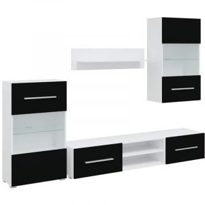 VidaXL Meubles tv avec lumière led 5 pcs noir mat bois d'ingénierie