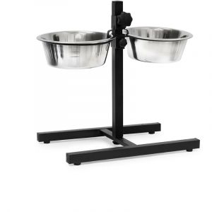 Relaxdays Gamelles pour chiens, 1,6 l, acier inoxydable, HLP 42 x 46 x 27 cm, hauteur r&eacute;glable, antid&eacute;rapant, argent&eacute;