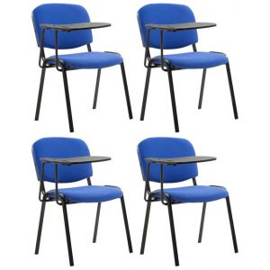 CLP Lot de 4 Chaises Ken en tissu avec tablette rabattable et pi&egrave;tement en m&eacute;tal, Bleu