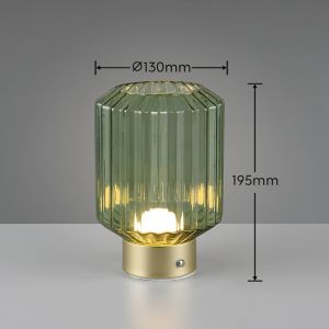 Reality Leuchten R57761115 Lord R57761115 Lampe de table à 4 LED tactiles en métal laiton mat et verre vert 1,5 W