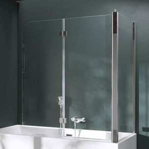Mai & Mai Pare-Baignoire Transparent 70x120x140cm 3 Volets Paroi de Douche pour Baignoire en Verre ESG avec Revêtement NANO Easy Clean C113L