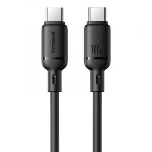 Baseus C&acirc;ble USB C Silky Series 100 W 1 m noir silicone charge rapide
