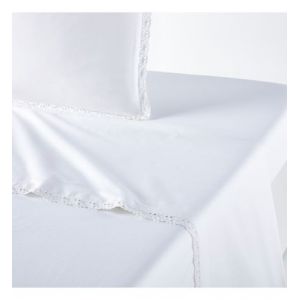 Drap plat pur coton lavé Alhambra Blanc