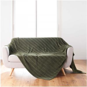 Image de Plaid flanelle 180 x 220 cm Aryas kaki