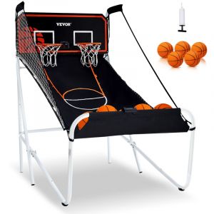 Jeu darcade de Basketball-VEVOR-Pliable-2 joueurs-Domicile-5 ballons-bord électroniquepompe gonflage-enfants adultes-NoirBlanc