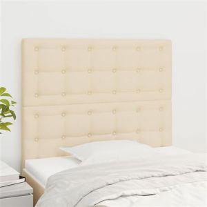 VidaXL T&ecirc;tes de lit 2 pcs Cr&egrave;me 100x5x78/88 cm Tissu
