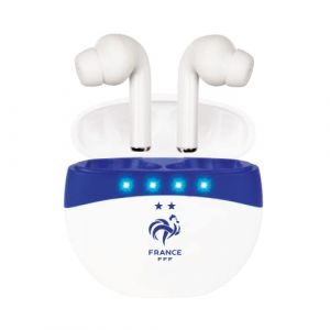 Konix FFF Écouteurs sans fil - Autonomie 5h + 20h avec étui de chargement inclus - Connexion Bluetooth 5.0 - Blanc et bleu