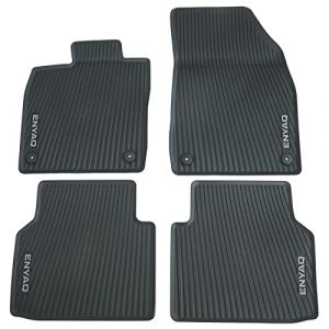 Skoda 5LA061500 Lot de 4 Tapis de Sol en Caoutchouc Toutes Saisons avec Inscription Enyaq Noir/Gris