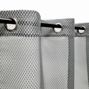 Atout Ciel Rideau Voilage Effet Filet à œillets 140x240cm prêt a Poser, Gris