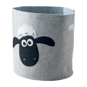 Panier &agrave; linge sale gris en feutre motif t&ecirc;te de mouton Lifeney Shaun le mouton Fackelmann