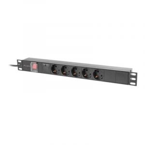 Multiprise Lanberg PDU-05F-0200-BK 5 Prises avec Protection et Interrupteur, Montage 1U
