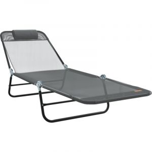 VidaXL Loungeur de soleil pliant avec appui tête Gris Textilène