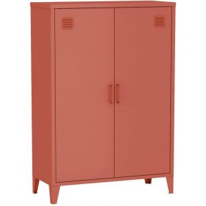 Image de Commode/armoire en m&eacute;tal terracotta. 2 espaces de rangement. casiers