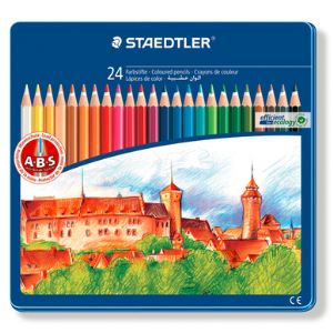 Image de Staedtler Boîte métal 24 crayons de couleur Abs assortis Thème châteaux