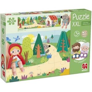 Jumbo Puzzle XXL Red Riding Hood - Goula - Puzzle grand format et marionnettes à doigts - 30 pièces - Fantaisie Enfant